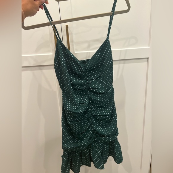 Urban Outfitters Green Polka Dot Ruched dress - Picture 1 of 2